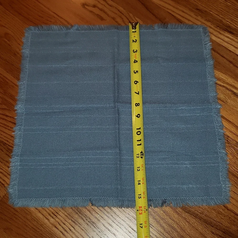 Vtg- Set (8) of Blue Fringed Napkins